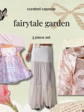 Fairytale Garden Capsule Set Cottagecore Coquette Skirt + Dress + Bolero L